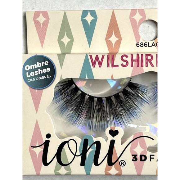 Ioni 3D Faux Mink Lashes – Wilshire Blvd Blue Ombre Cluster Long - Picture 3 of 5